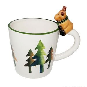 Harry & David 12oz Coffee Tea Mug Reindeer‎ Moose Christmas Sculpted Handle